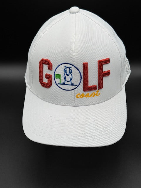 Adult 6 Panel "Golf Coast" White w/ Maroon and Gold