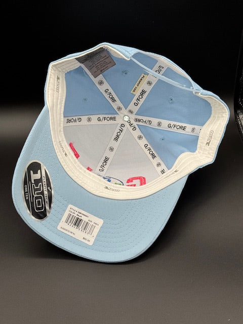 Adult 6 Panel "Golf Coast" Carolina Blue w/ Fuchsia and White
