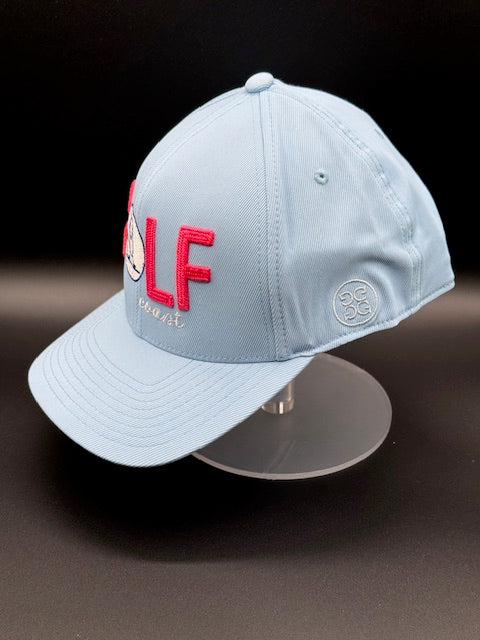 Adult 6 Panel "Golf Coast" Carolina Blue w/ Fuchsia and White