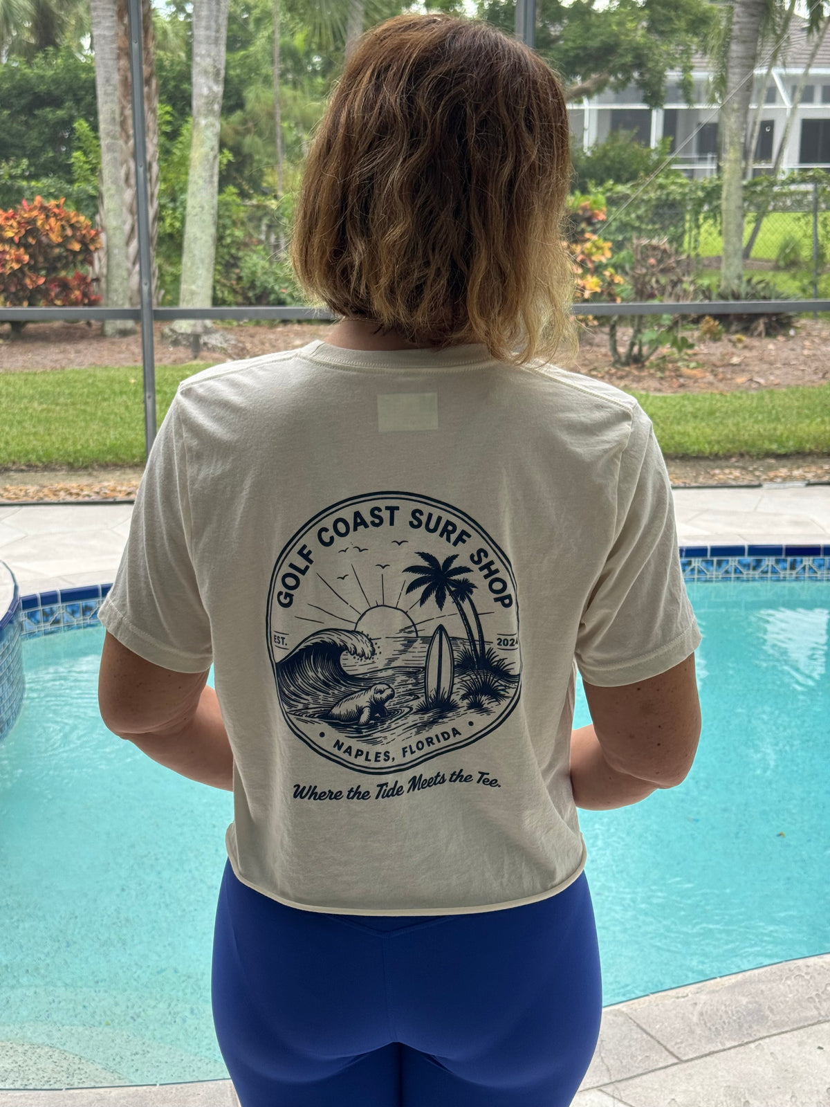 Cropped Natural Heather "Big Wave" Range Tee - Women