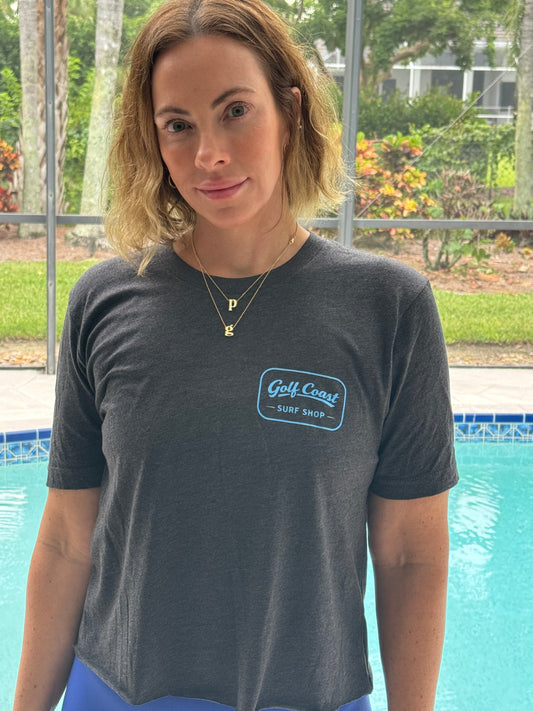 Cropped Dark Grey Heather "Manatee" Range Tee - Women