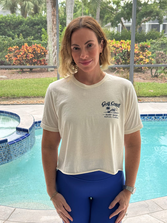 Cropped Natural Heather "Big Wave" Range Tee - Women