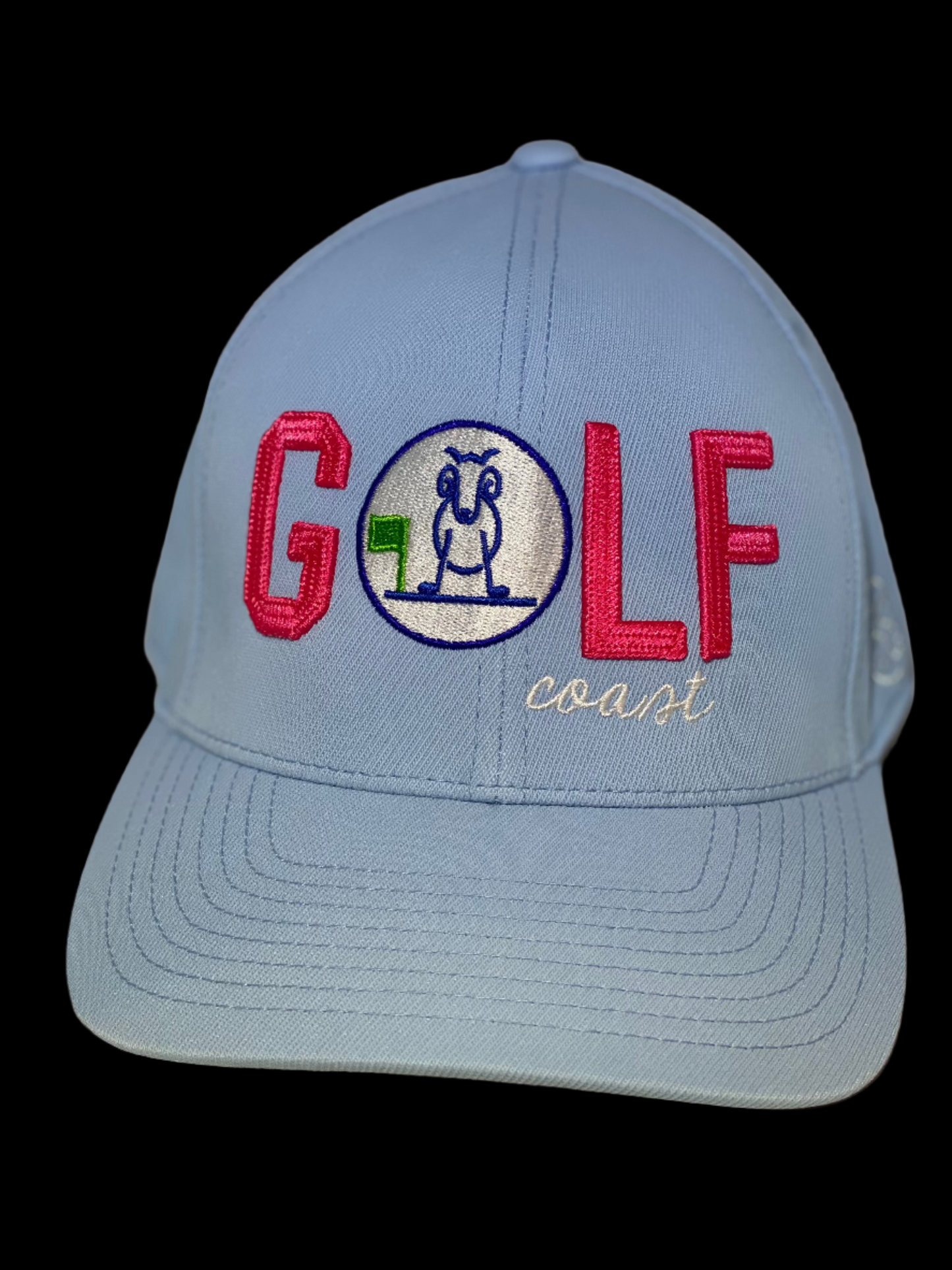 *NEW* Adult 6 Panel "Golf Coast" Carolina Blue w/ Fuchsia and White